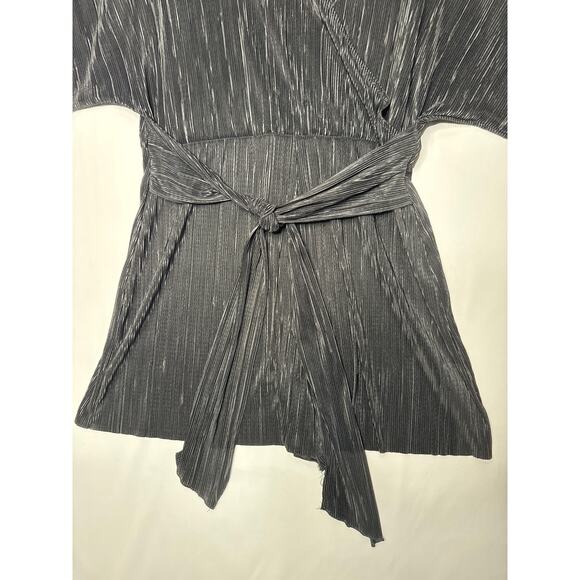 ASOS DESIGN plisse wrap tie romper short sleeves black size 12 - Picture 5 of 12